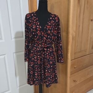 Loft Outlet Floral Dress - Navy and Red